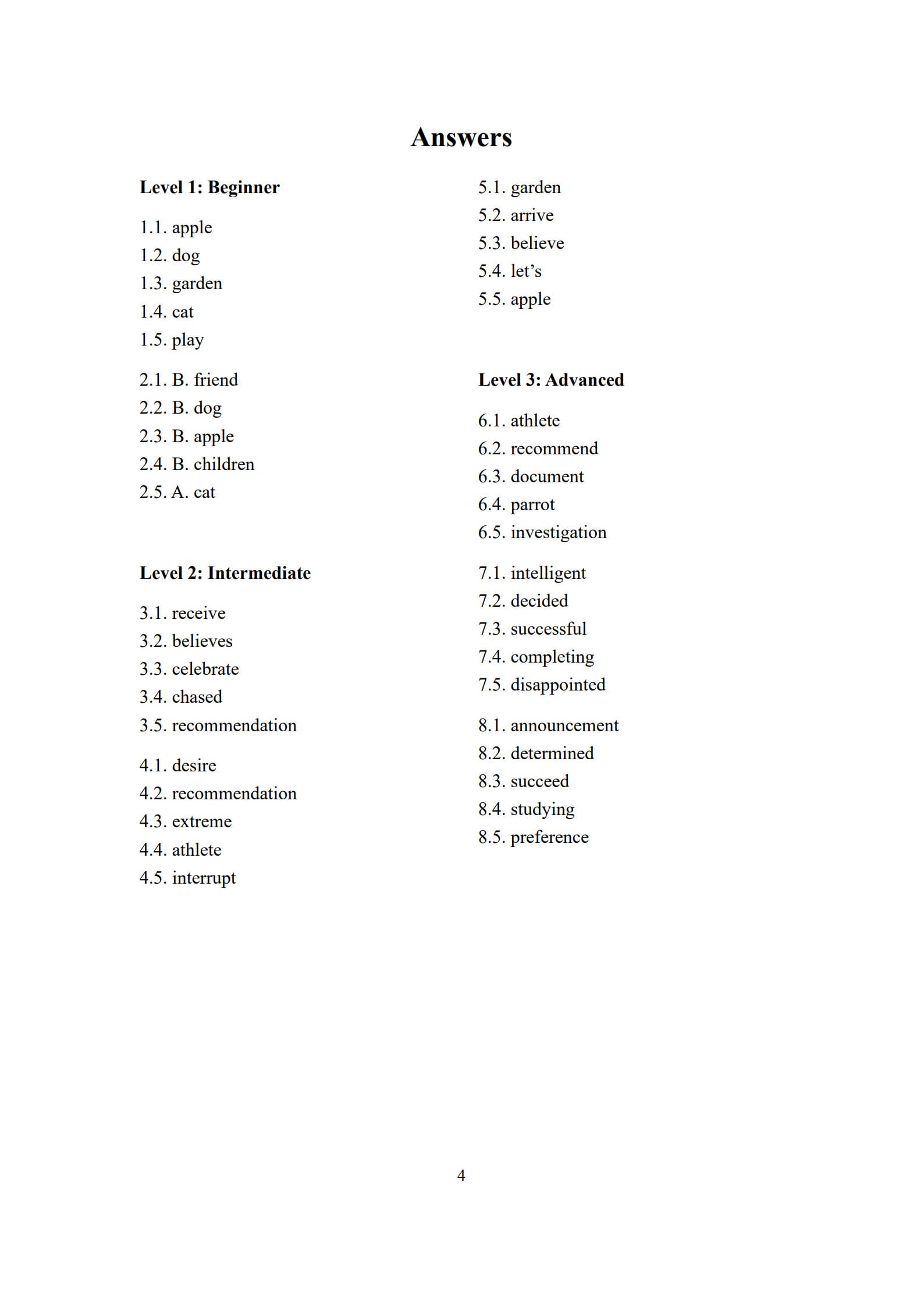Spelling Worksheet 4