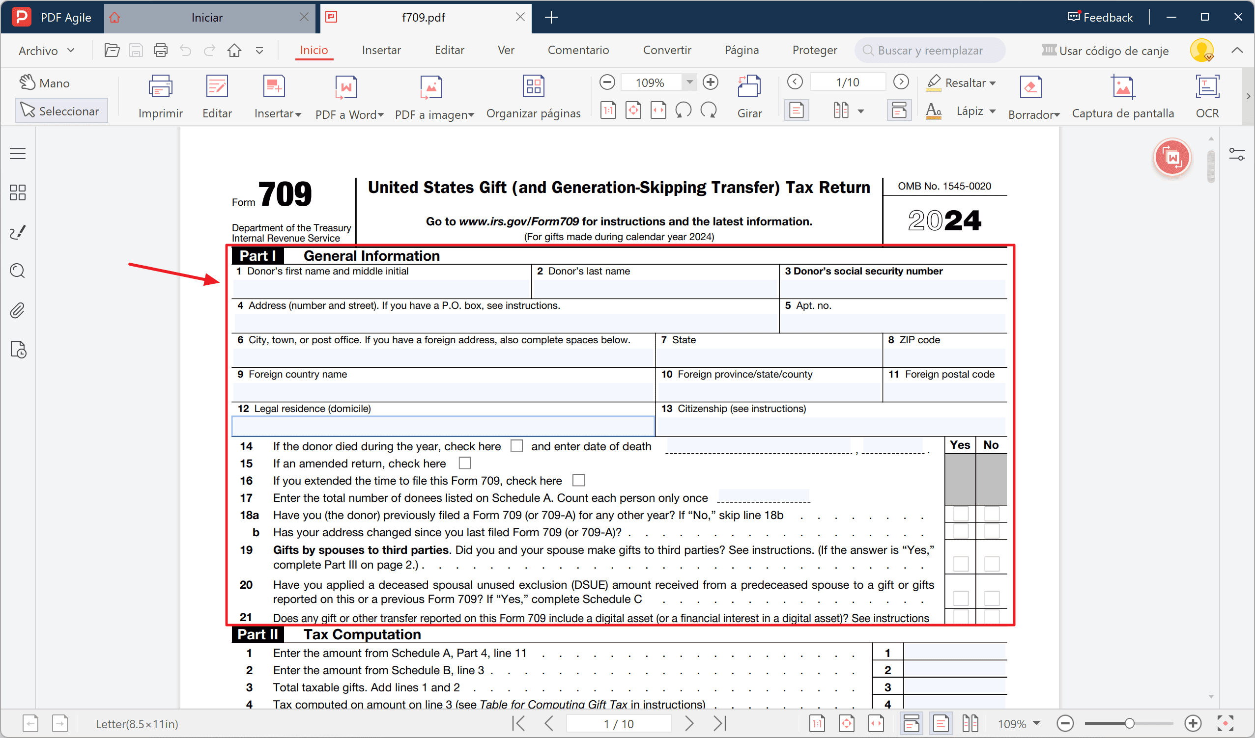 Step 2: General Information (Part I)