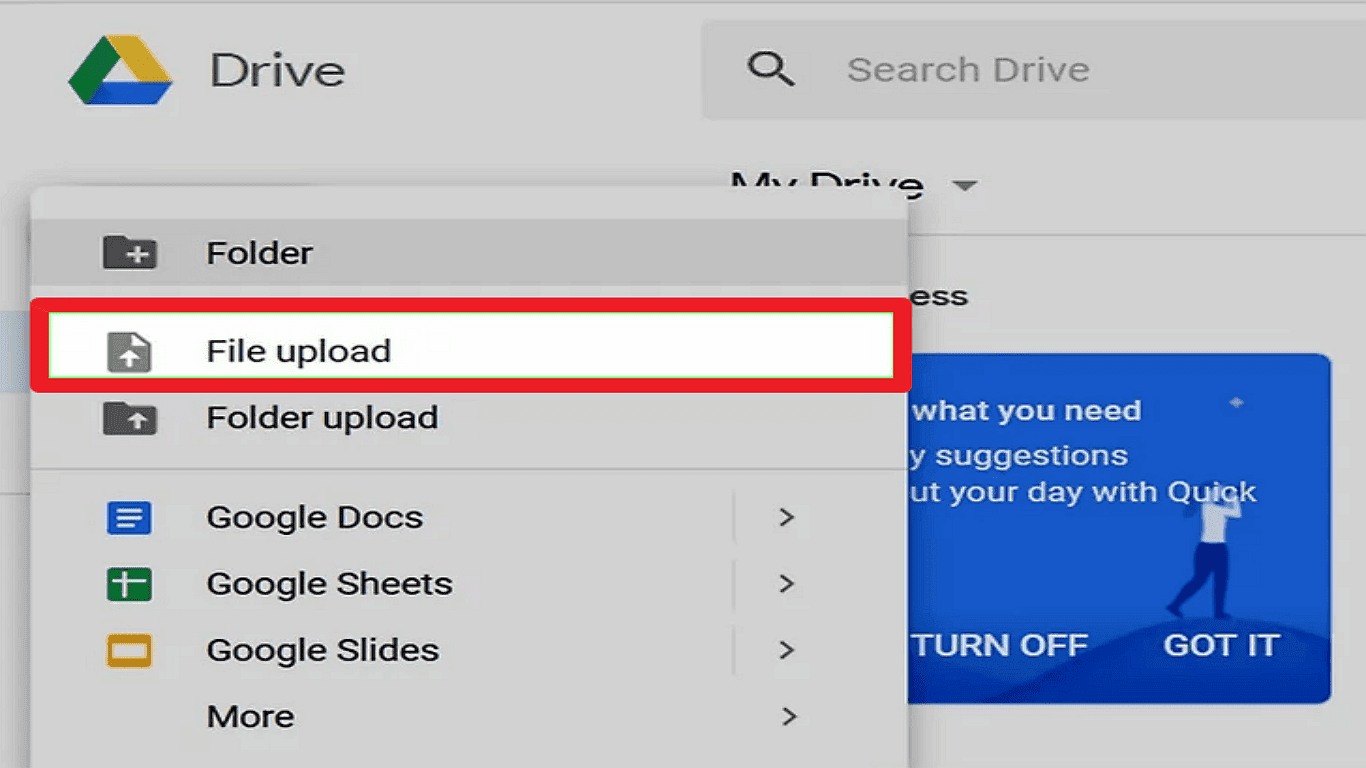 Step 2 select File Upload