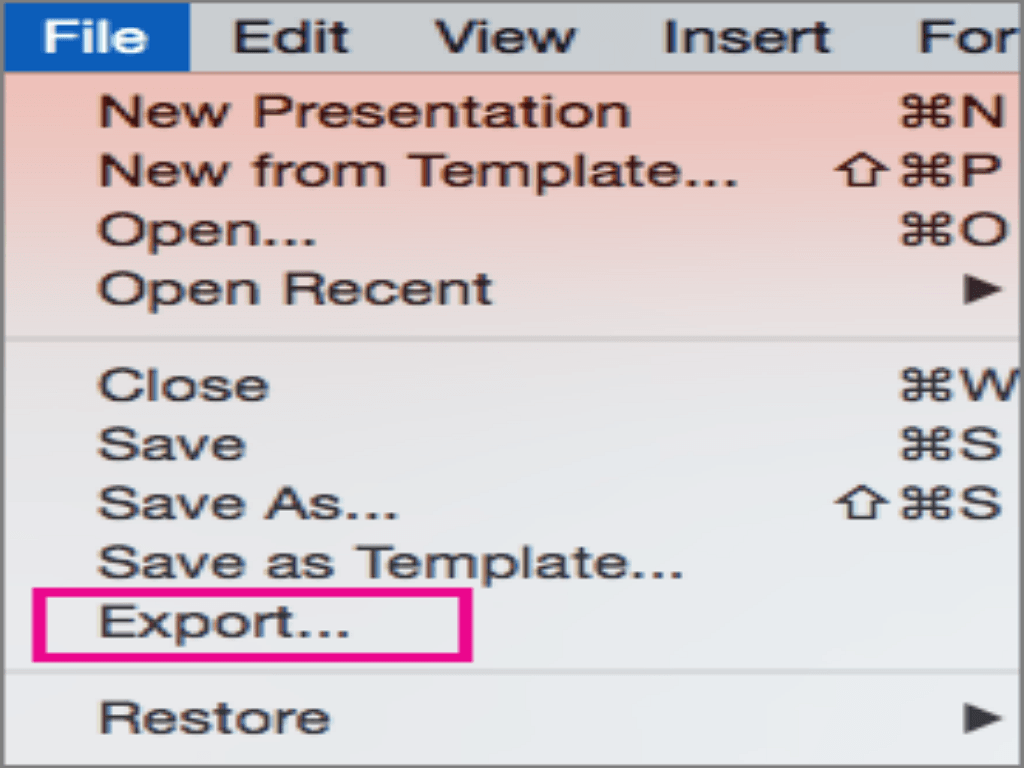 Step 3: Select Export