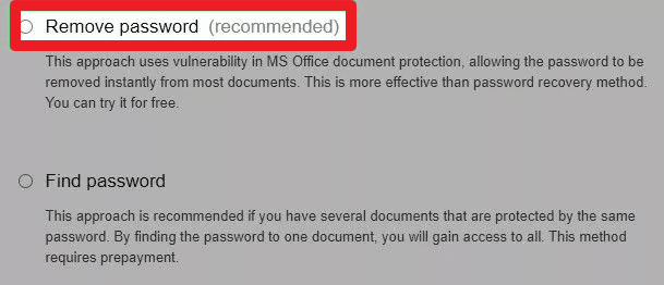 Step 3 Select the Password Removal Option