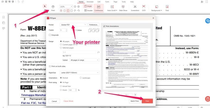 Step 4: Access Print Settings