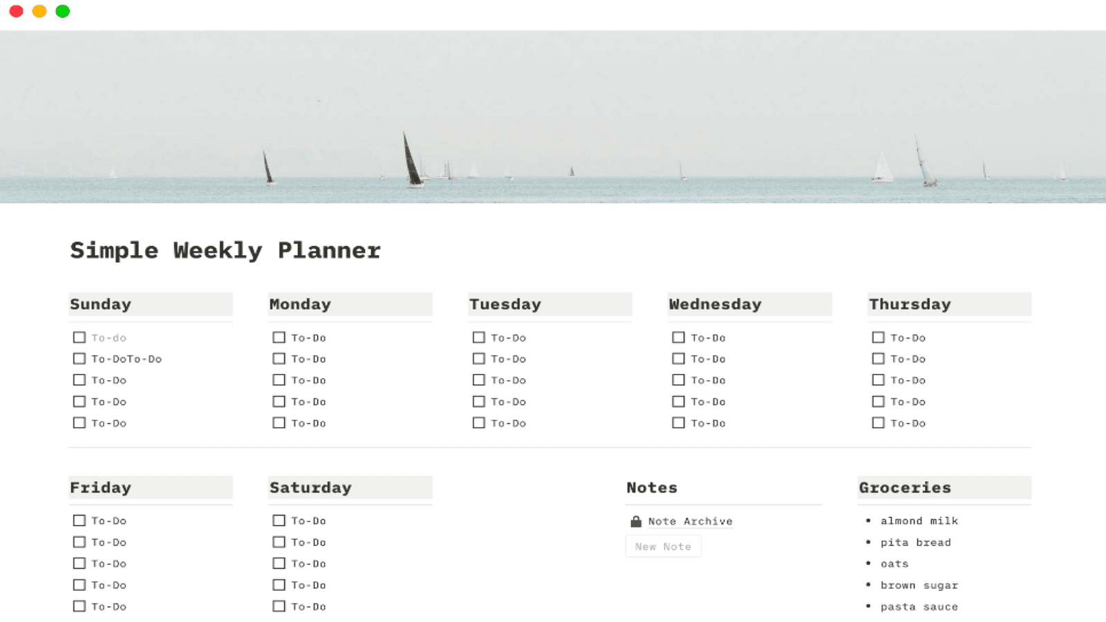 Step 4B: Organizing Notes with Weekly Toggles