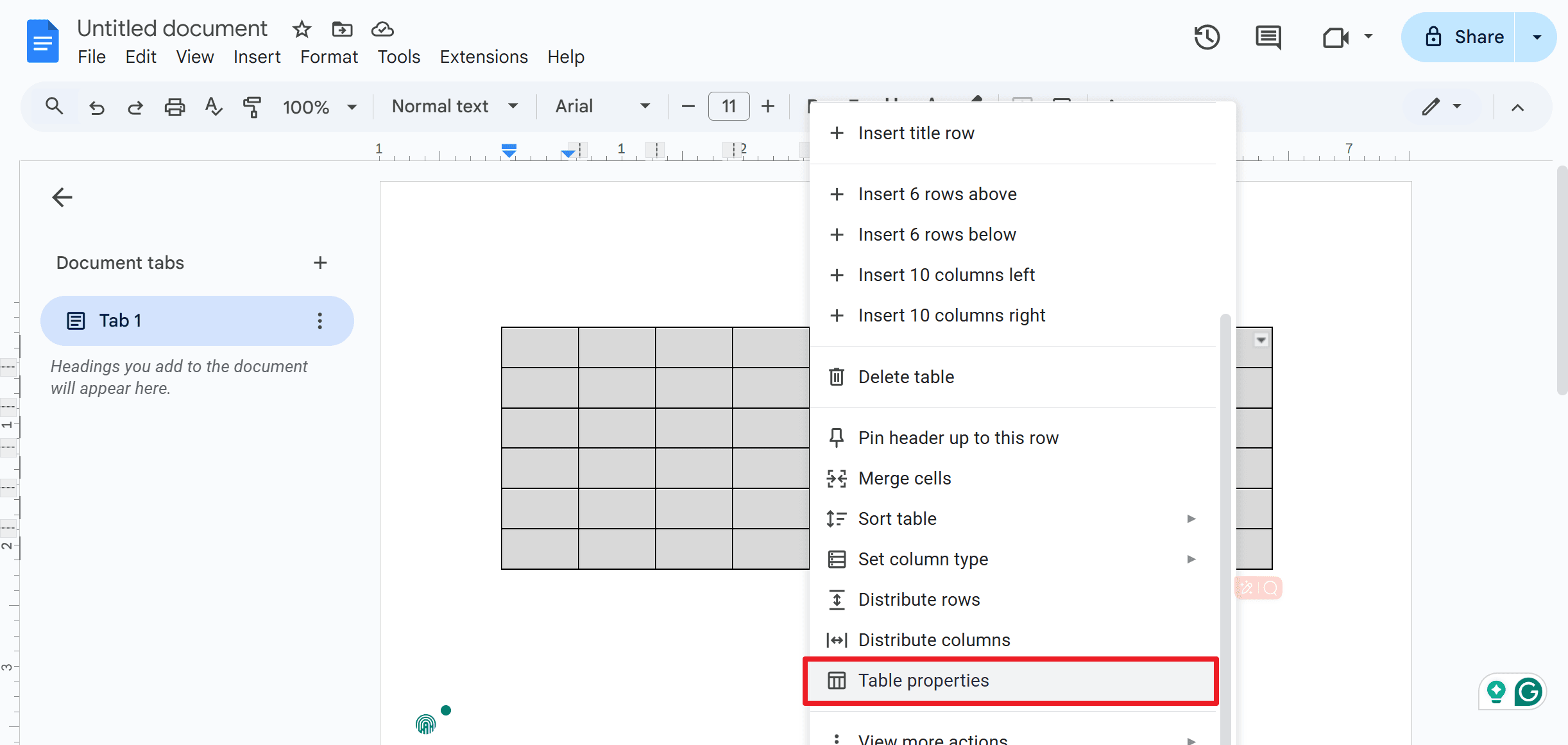 Step 4. Change Background Colors: Right-click inside the table, select 