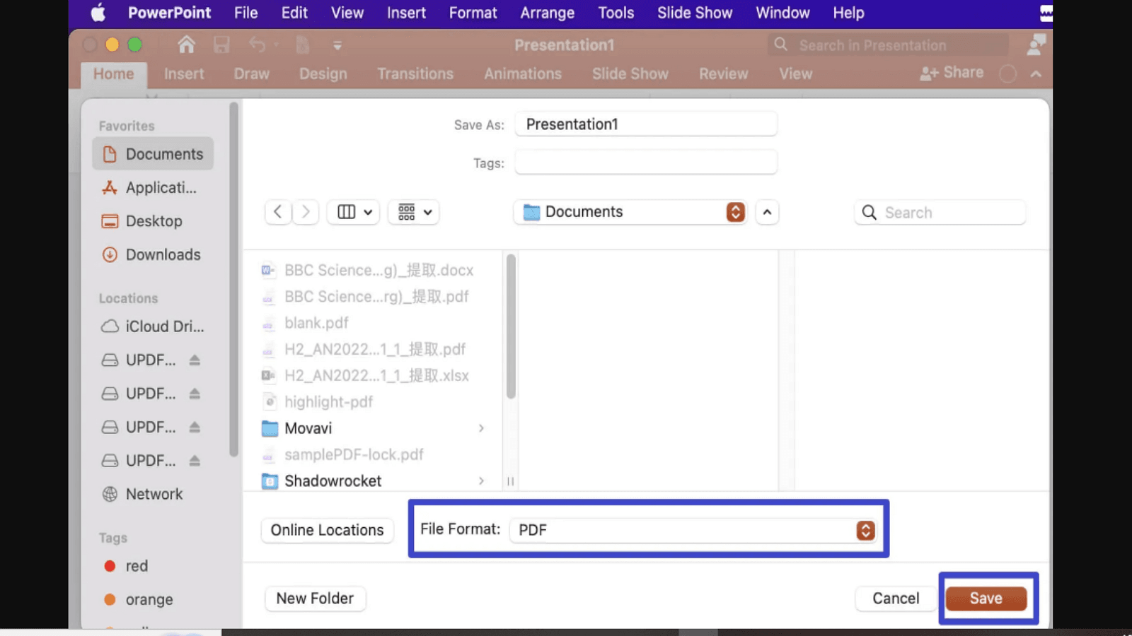 Step 4: Choose PDF Format