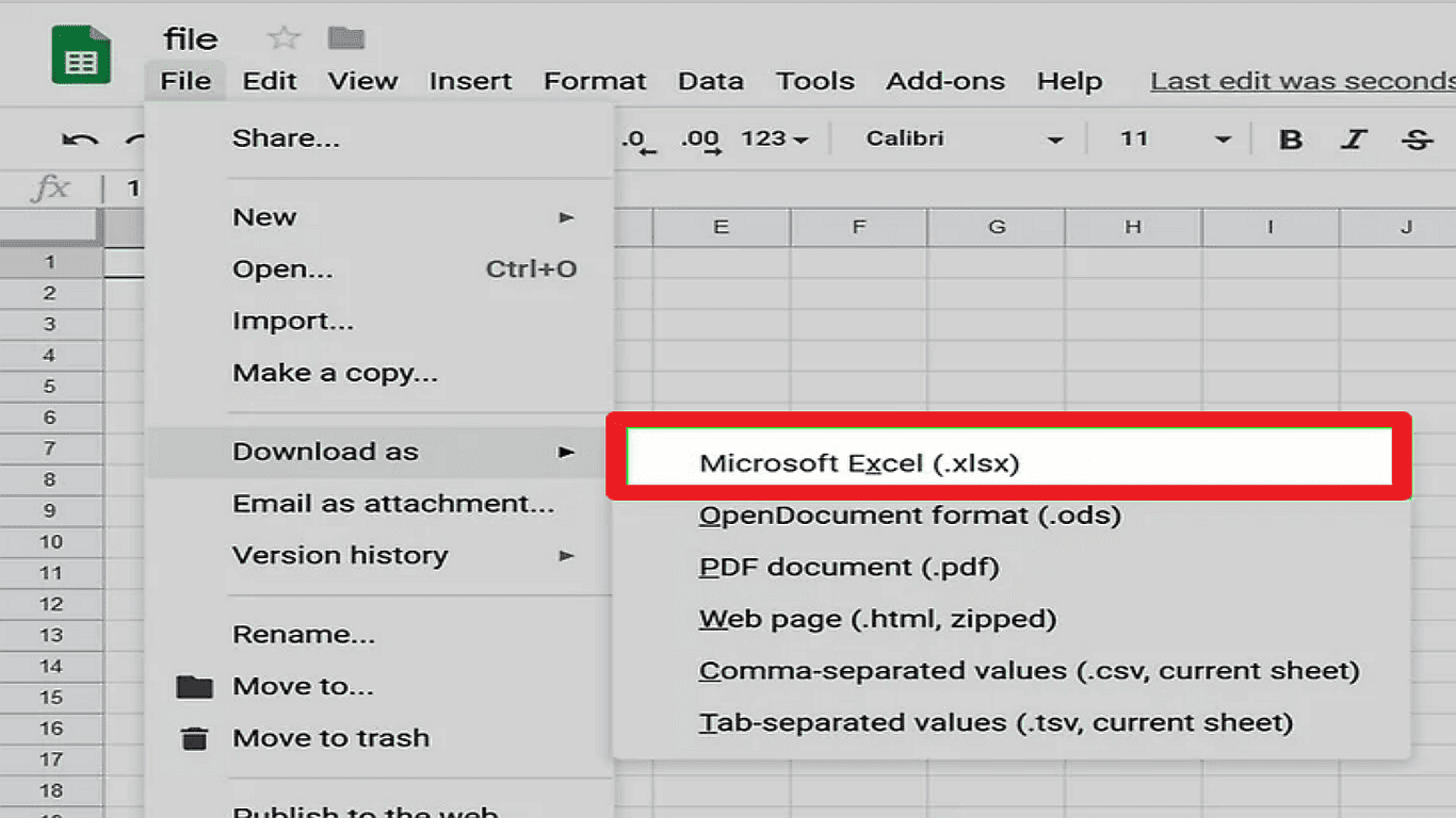 Step 4 Select Download and then choose Microsoft Excel (.xlsx)