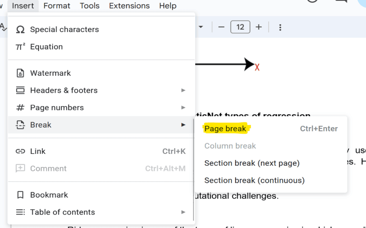 Step 5: Select Break and Choose Page Break