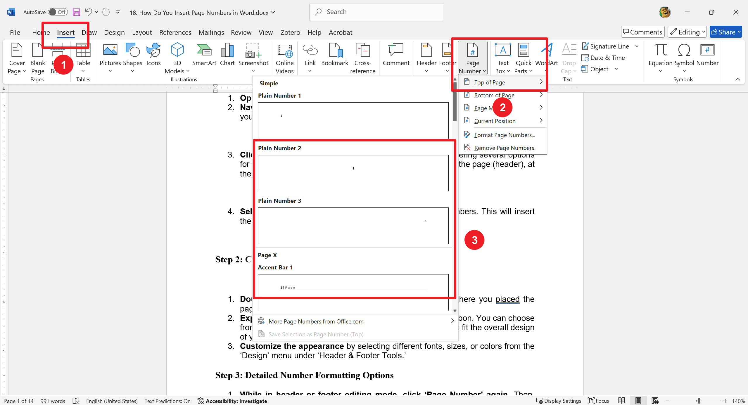 Guía paso a paso para insertar números de página en Microsoft Word