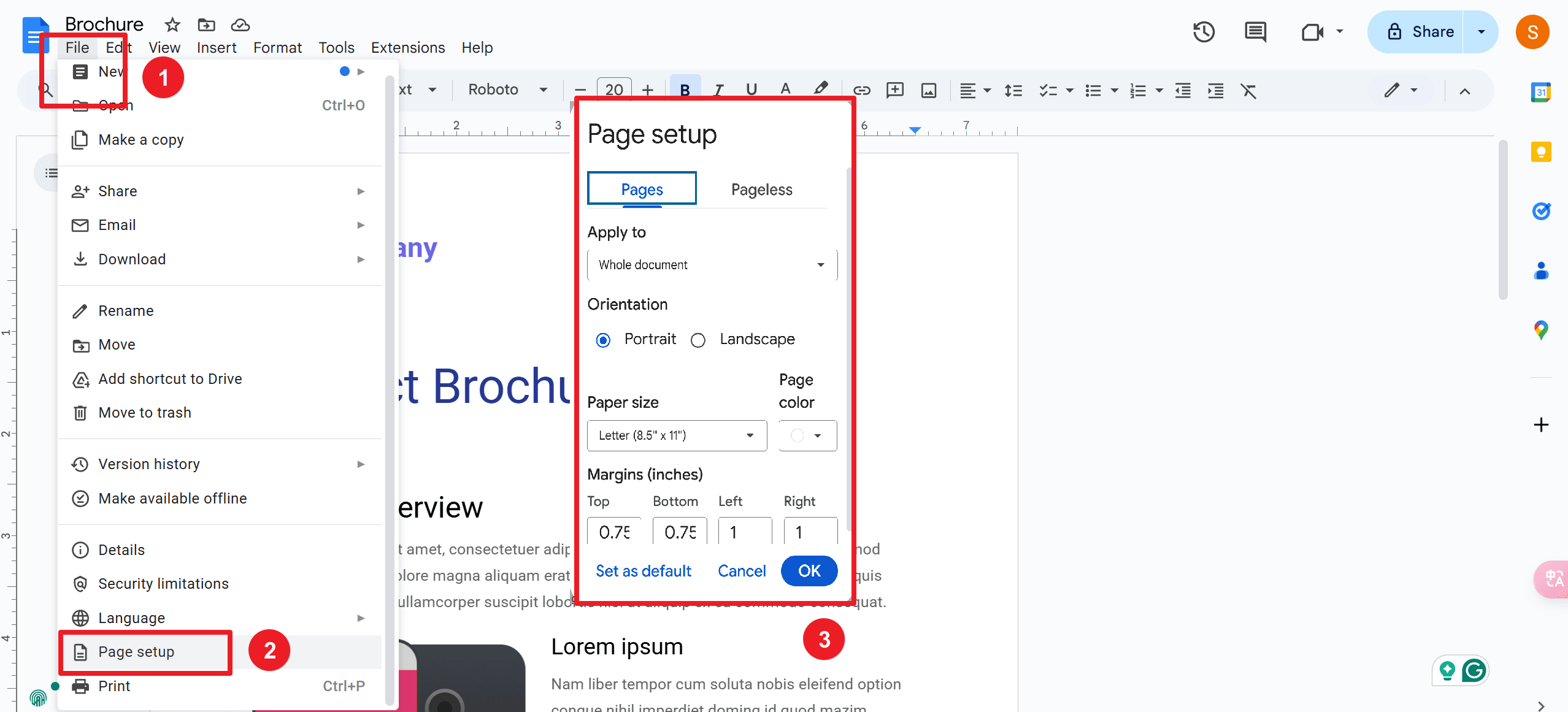 Steps to Change Page Orientation to Landscape on Desktop