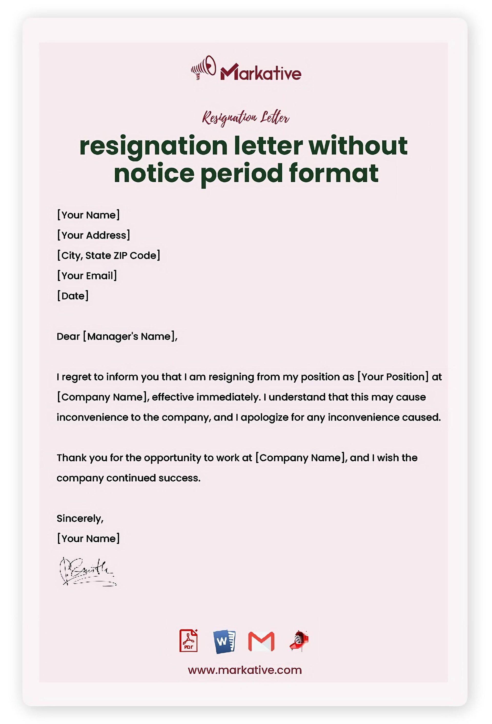 Steps to Follow When Writing A Resignation Letter Without Notice