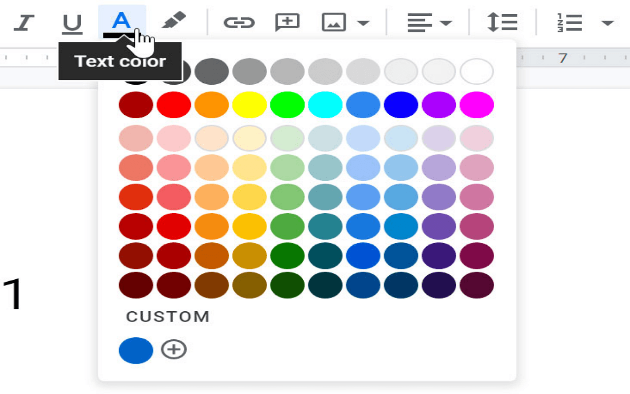 Steps to change the font color in Google Docs