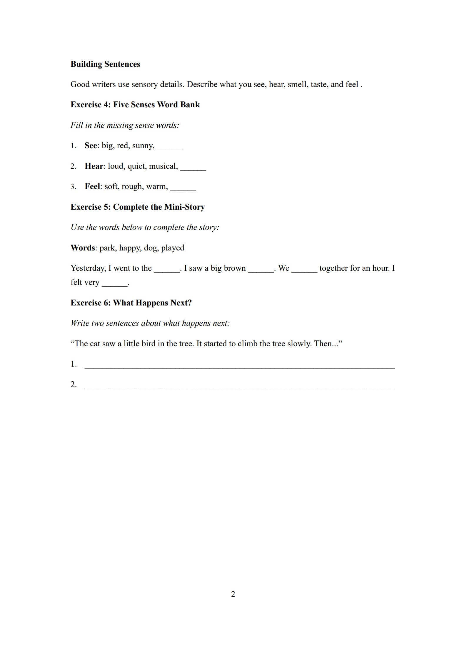 Story Writing Worksheet 2