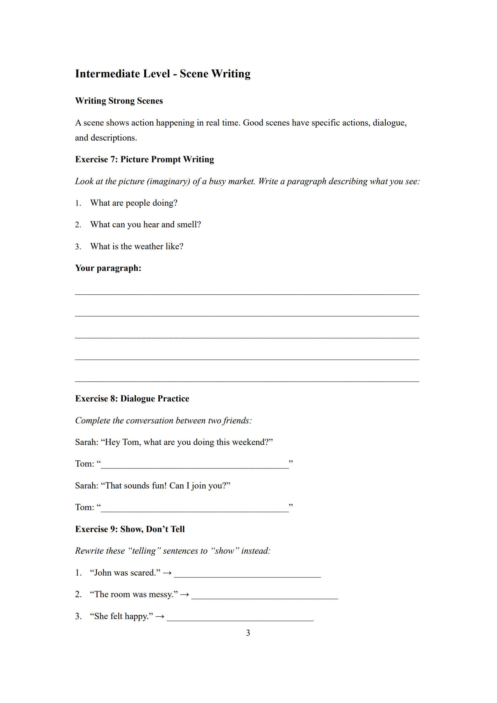 Story Writing Worksheet 3