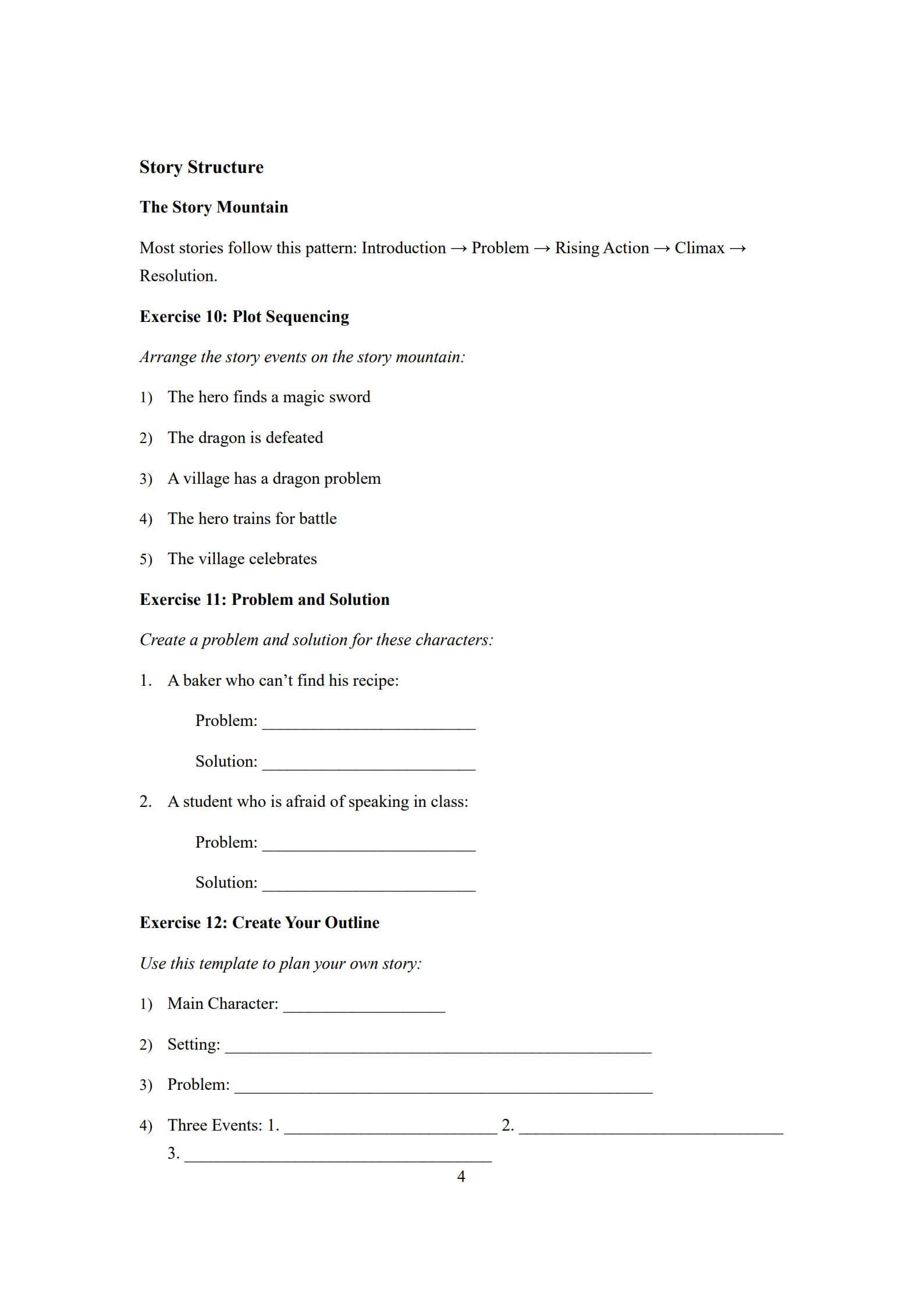 Story Writing Worksheet 4