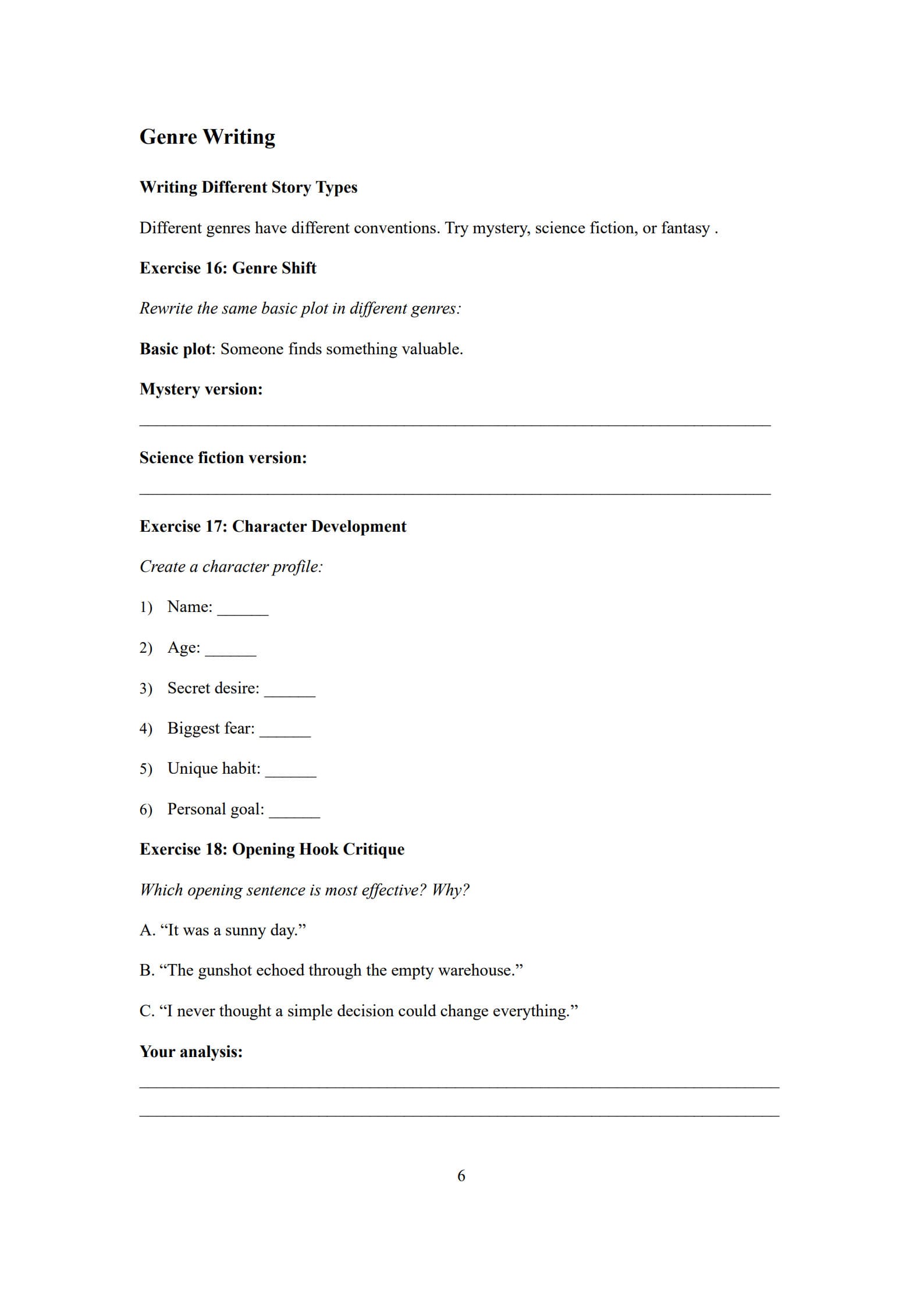 Story Writing Worksheet 6