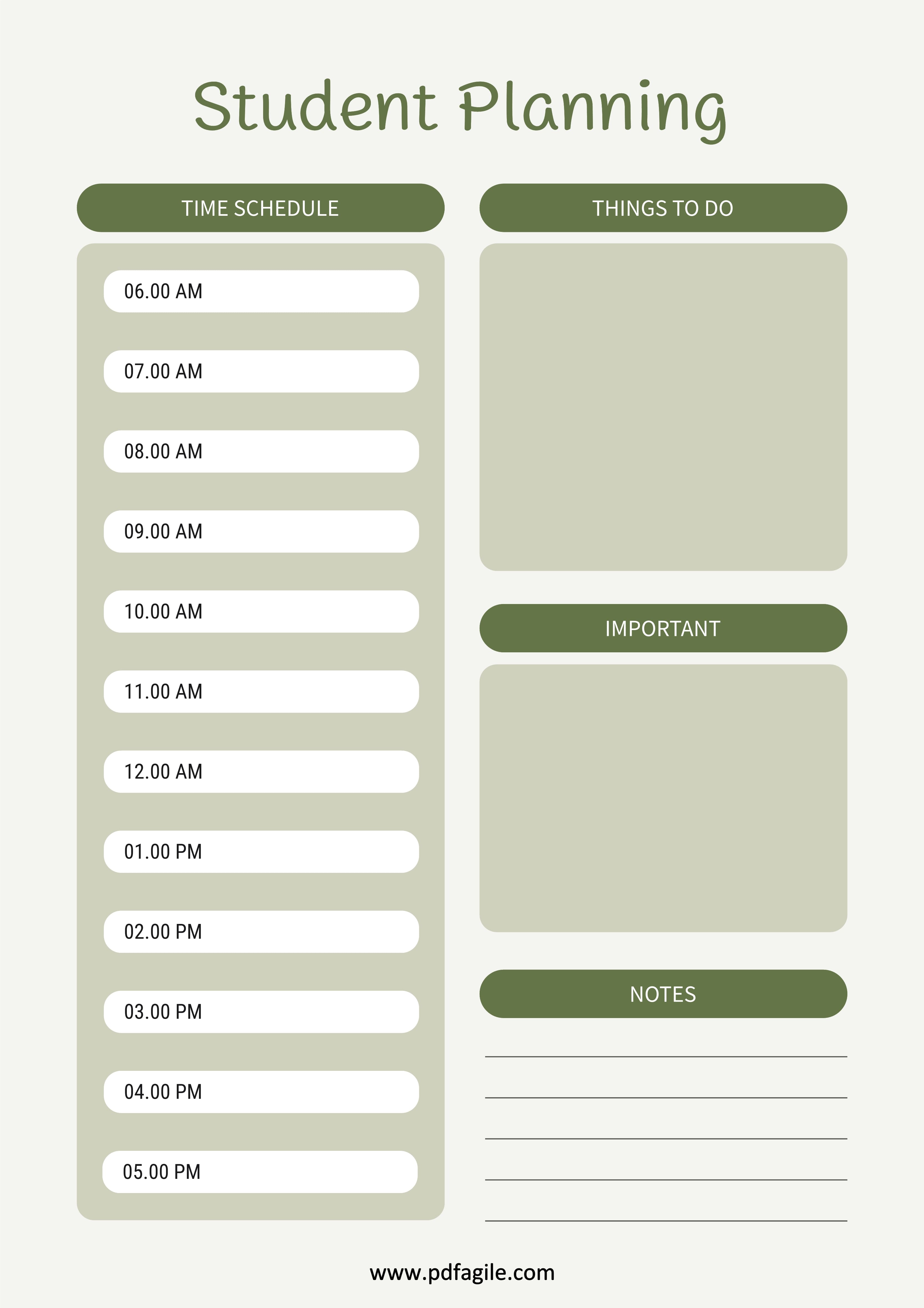 Student Planning Template
