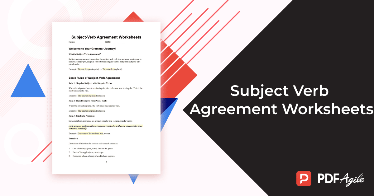 Subject-Verb Agreement Worksheets
