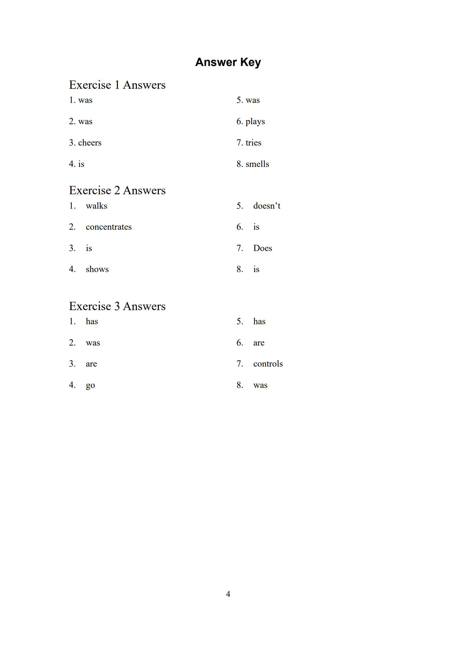 Subject Verb Agreement Worksheets 4