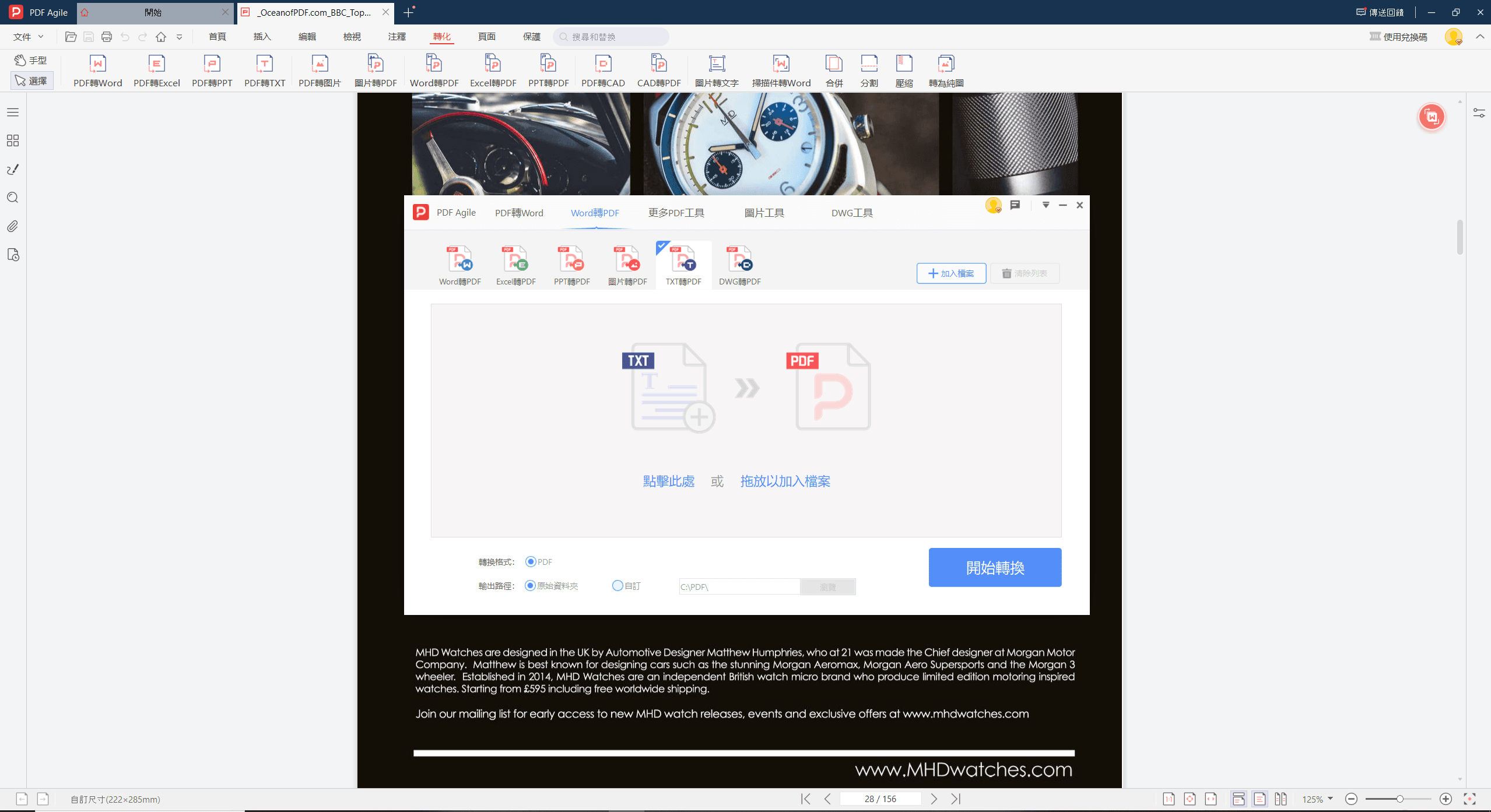 將TXT轉換為 PDF： 使用免費的TXT到PDF轉換器。