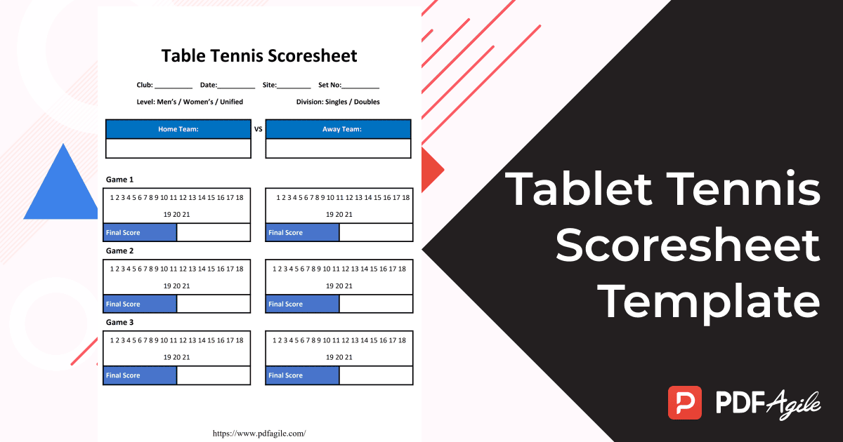 Tablet Tennis Scoresheet Template