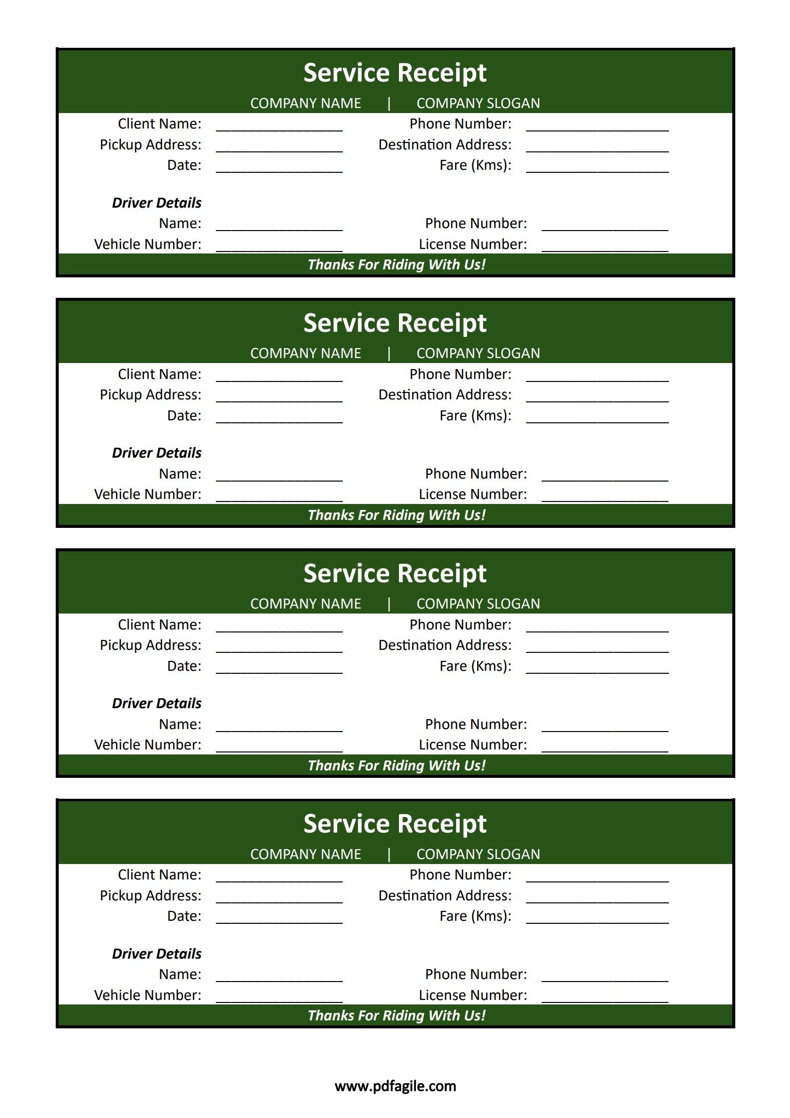 Taxi Receipt Template