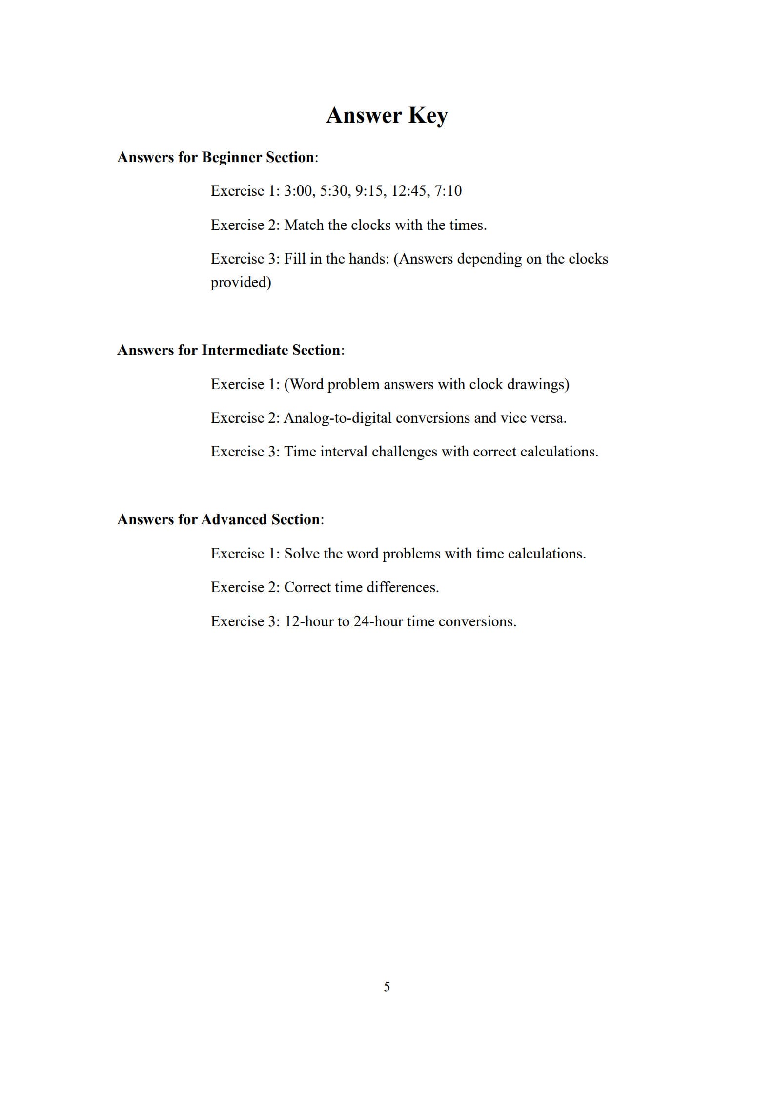 Telling Time Worksheet 5