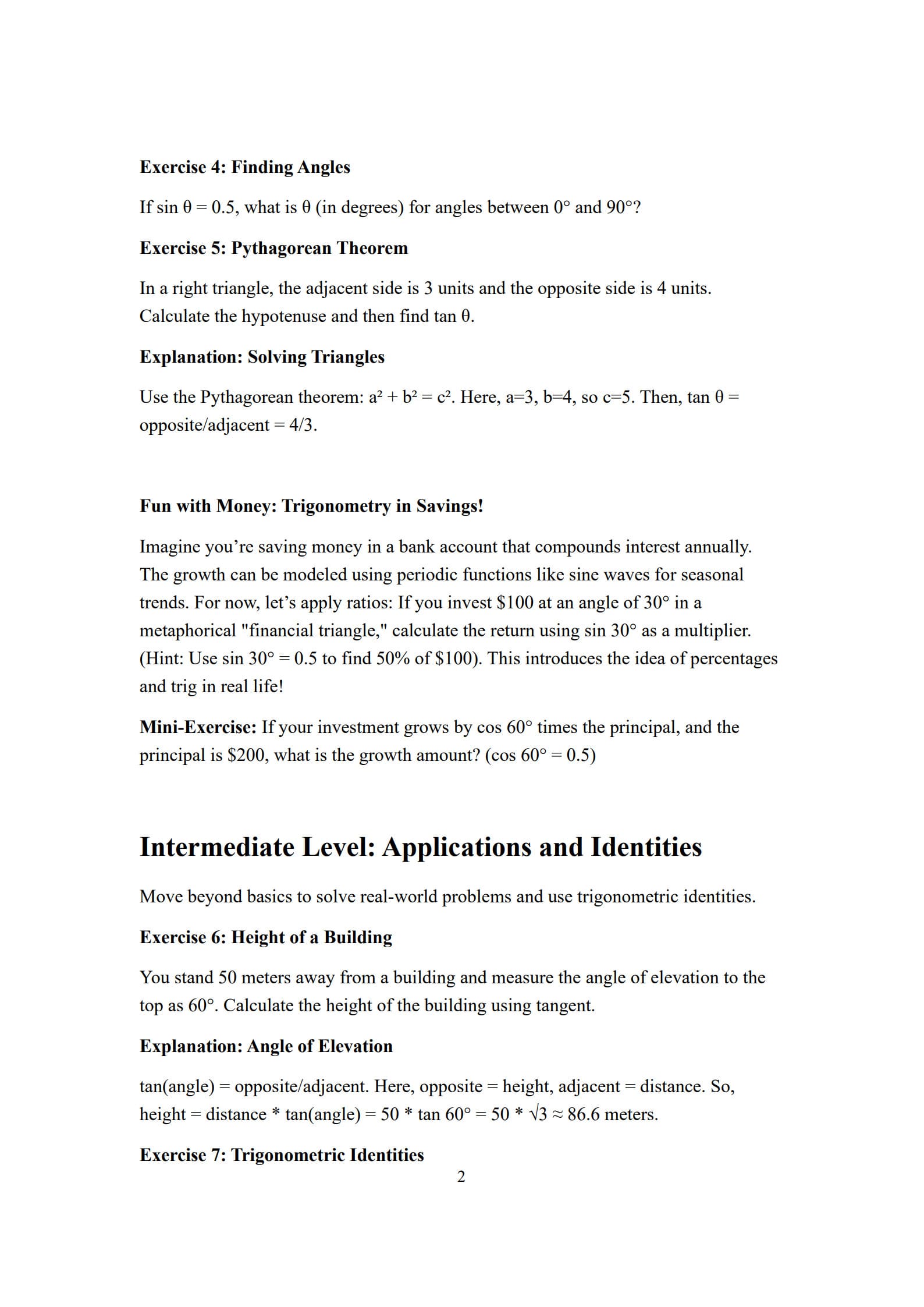 Trigonometry Worksheet 2