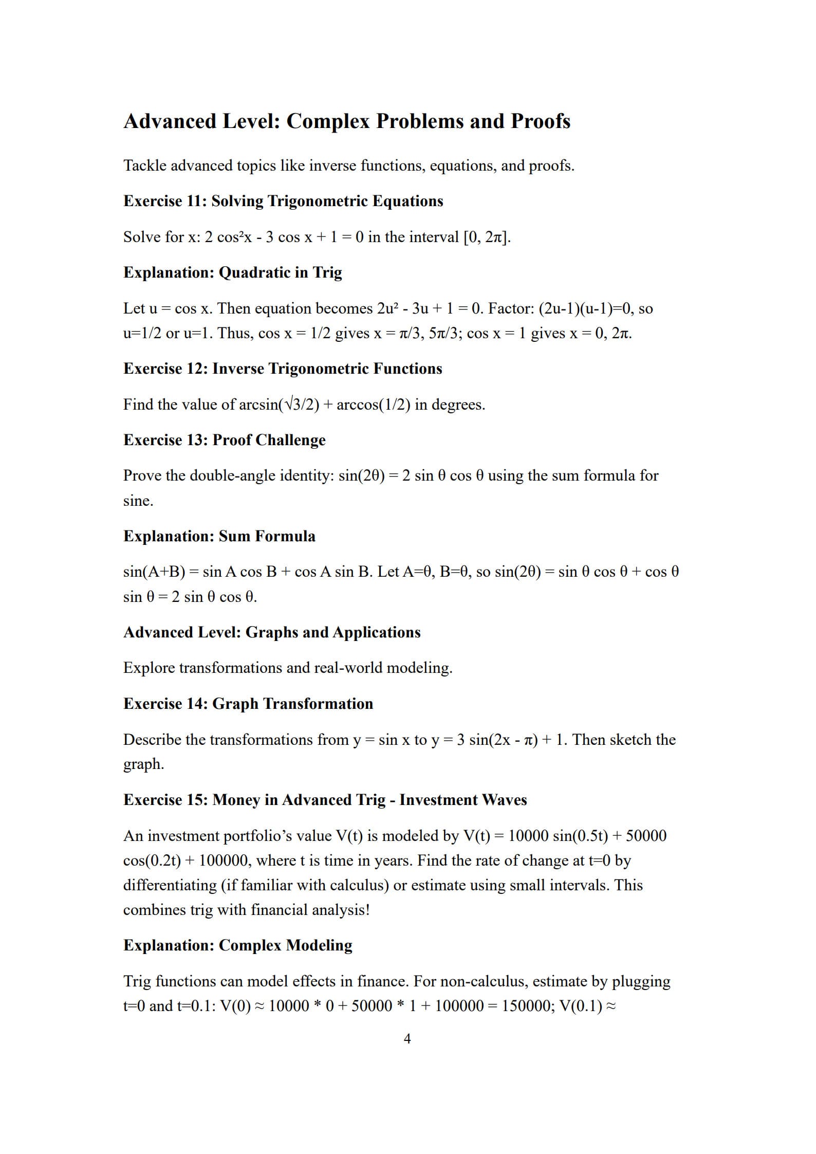 Trigonometry Worksheet 4