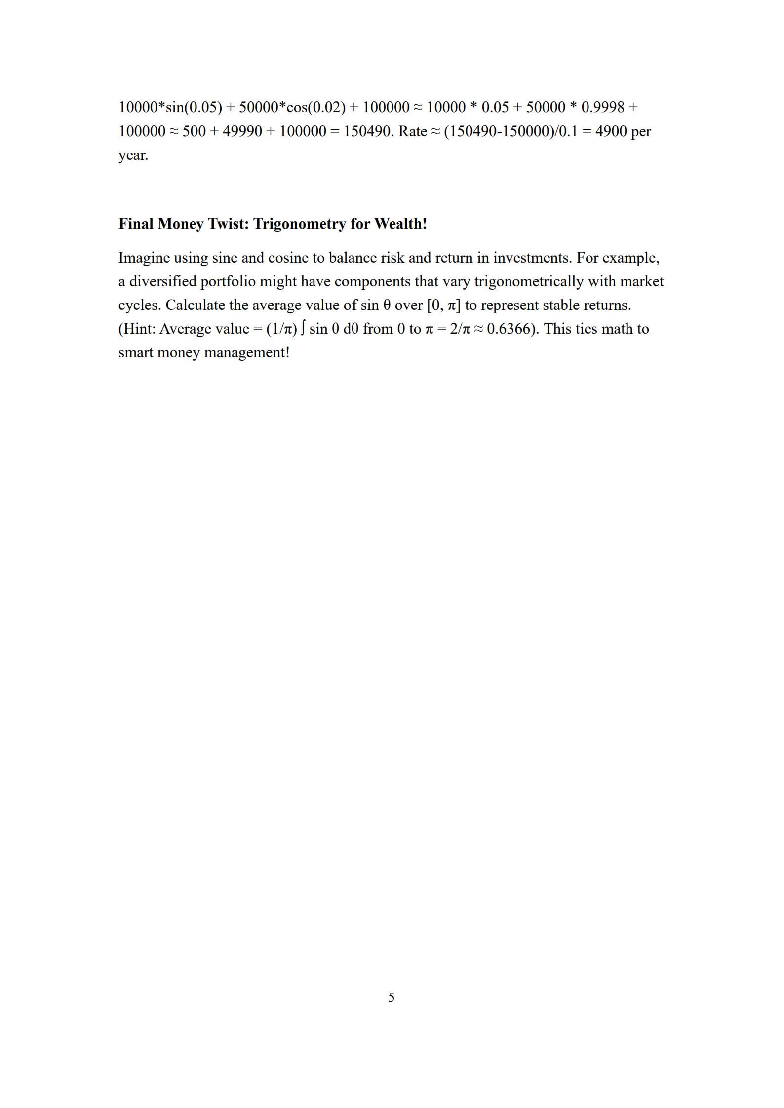 Trigonometry Worksheet 5