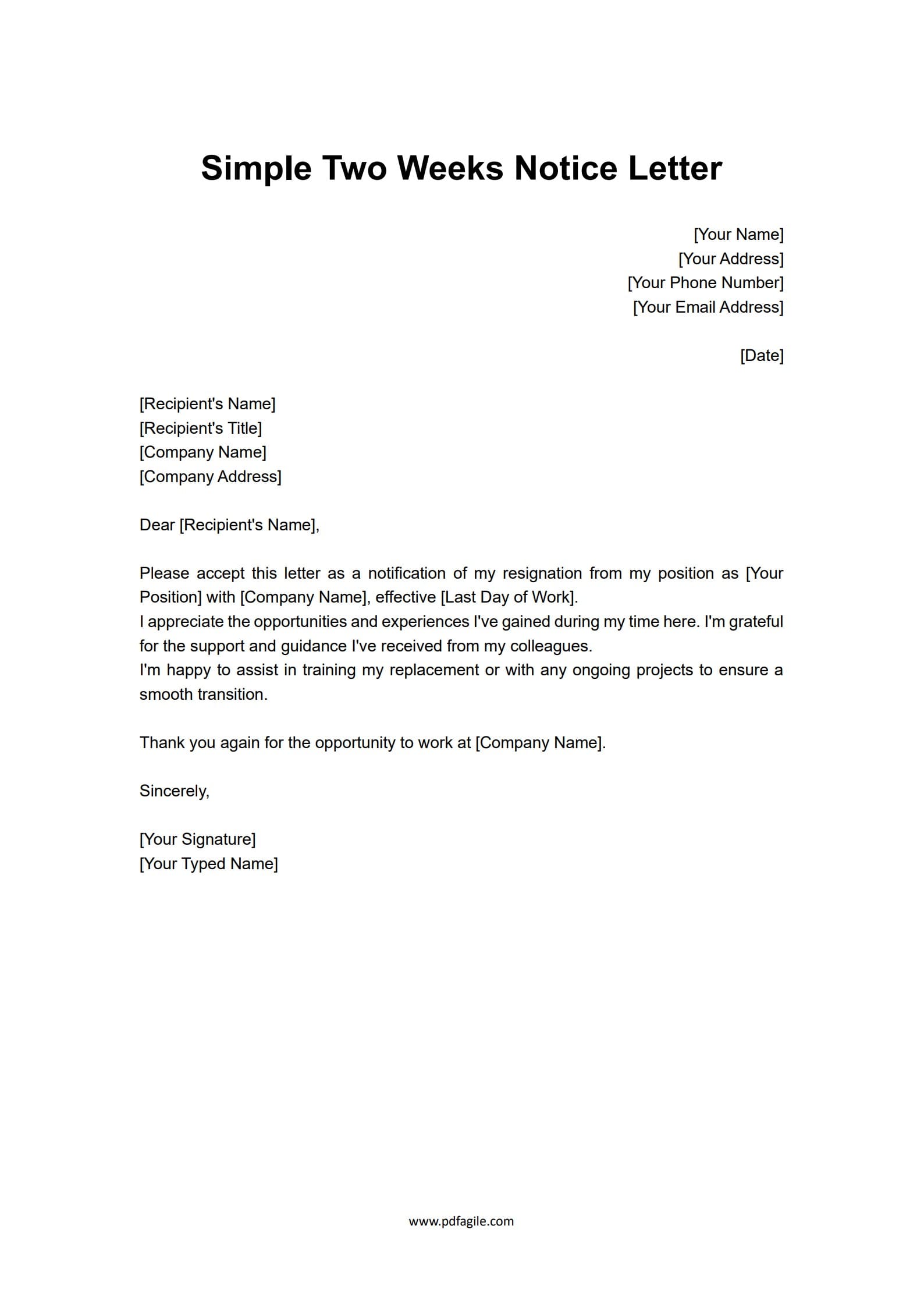 Two Weeks Notice Letter Templates_Original_1