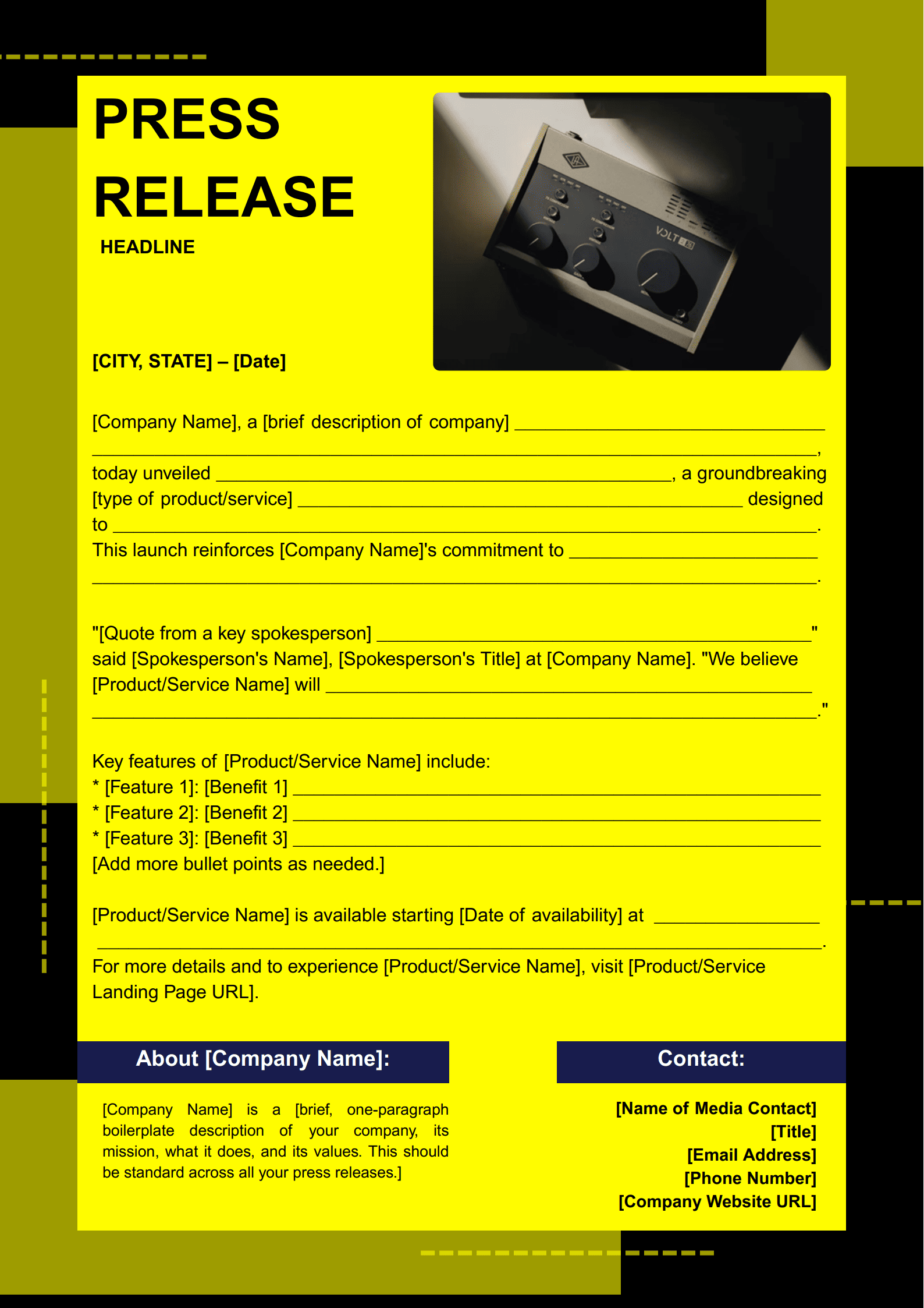 Type 2 Product Launch Press Release Template