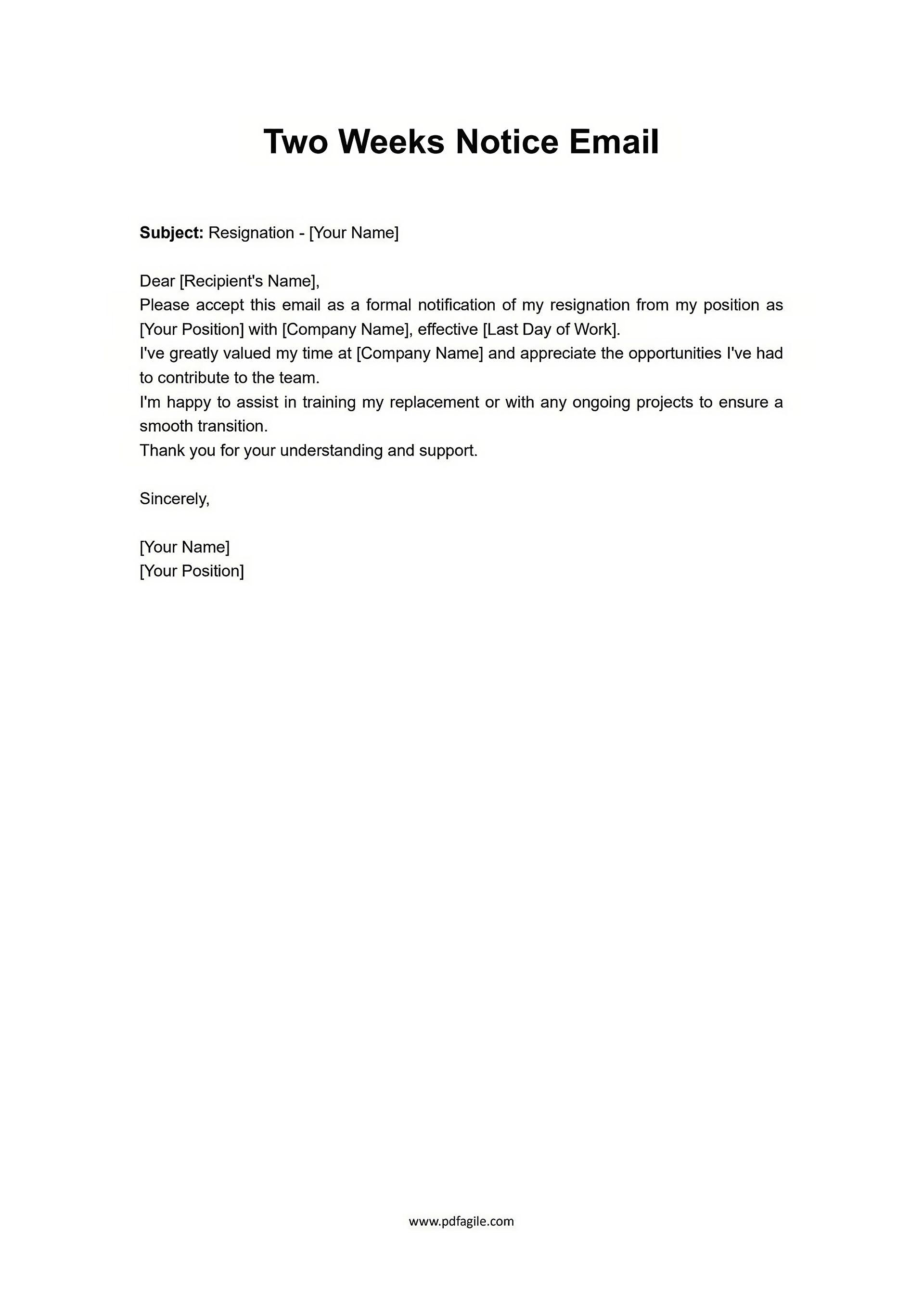 Types of Two Weeks Notice Letter