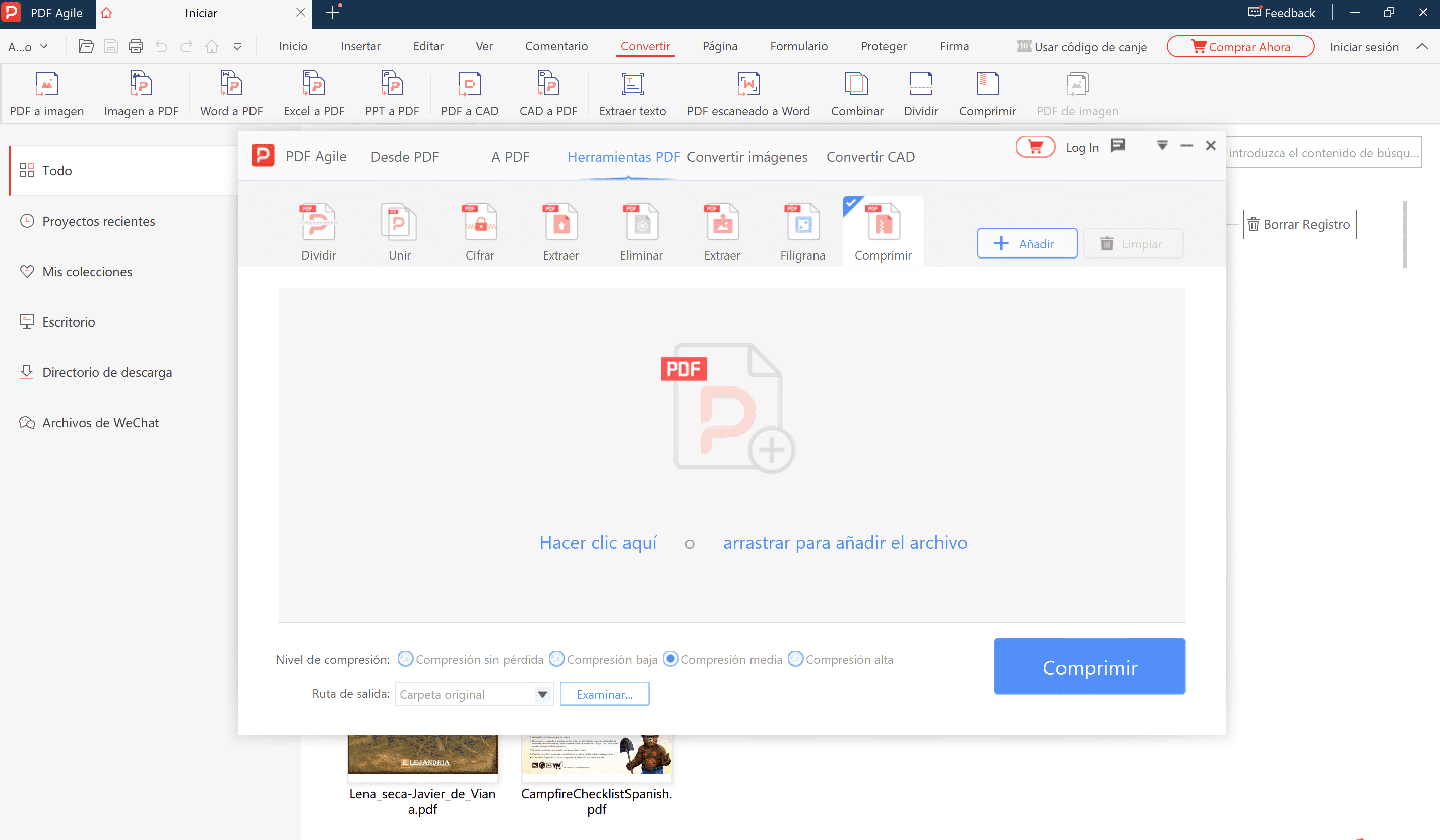 Usar PDF Agile para comprimir archivos PDF