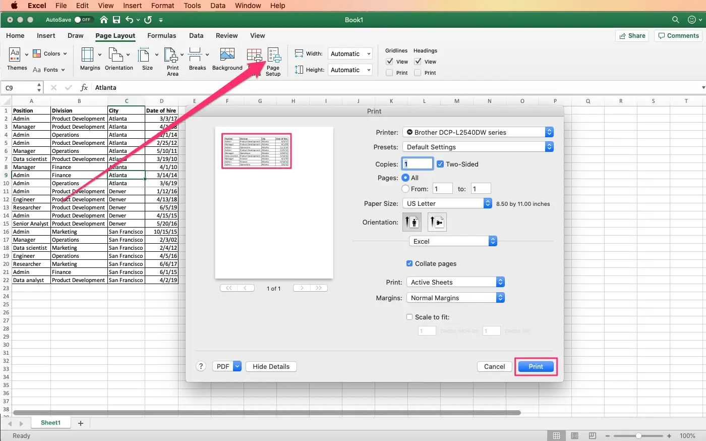 Using Excel for Mac to Convert to PDF