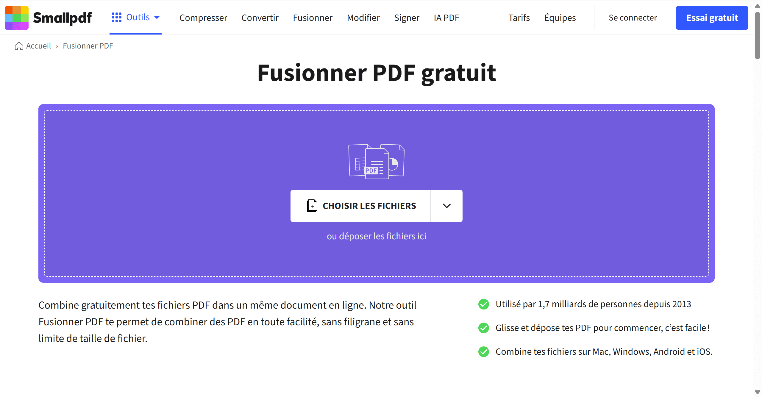 Utiliser Online PDF Merge – Smallpdf
