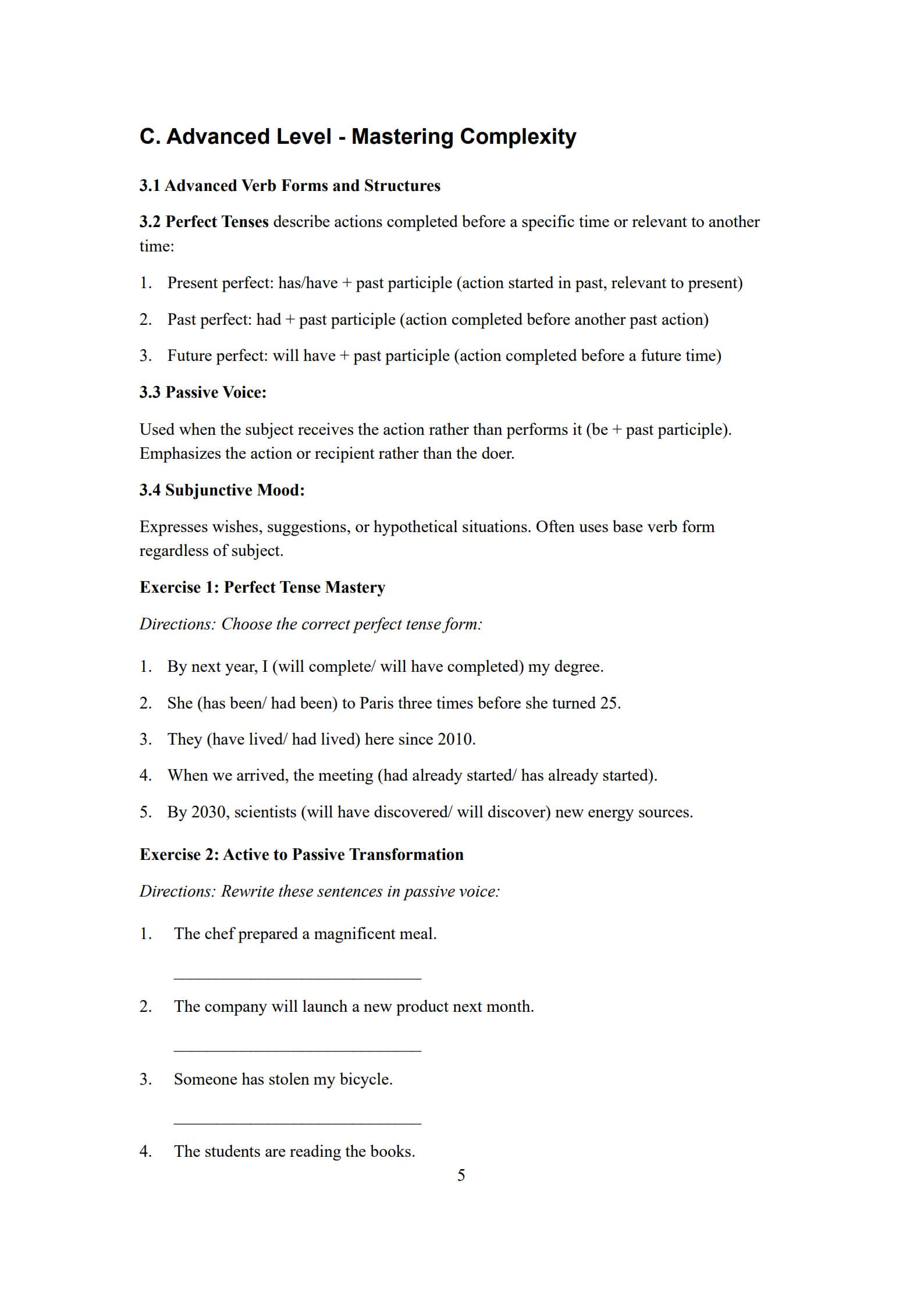 Verb Worksheets 5