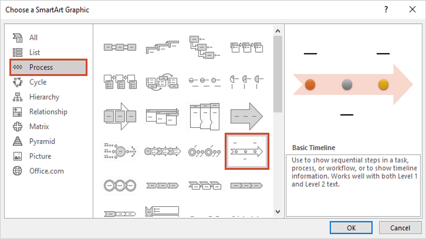 When the selection window appears, browse to the Process category.png
