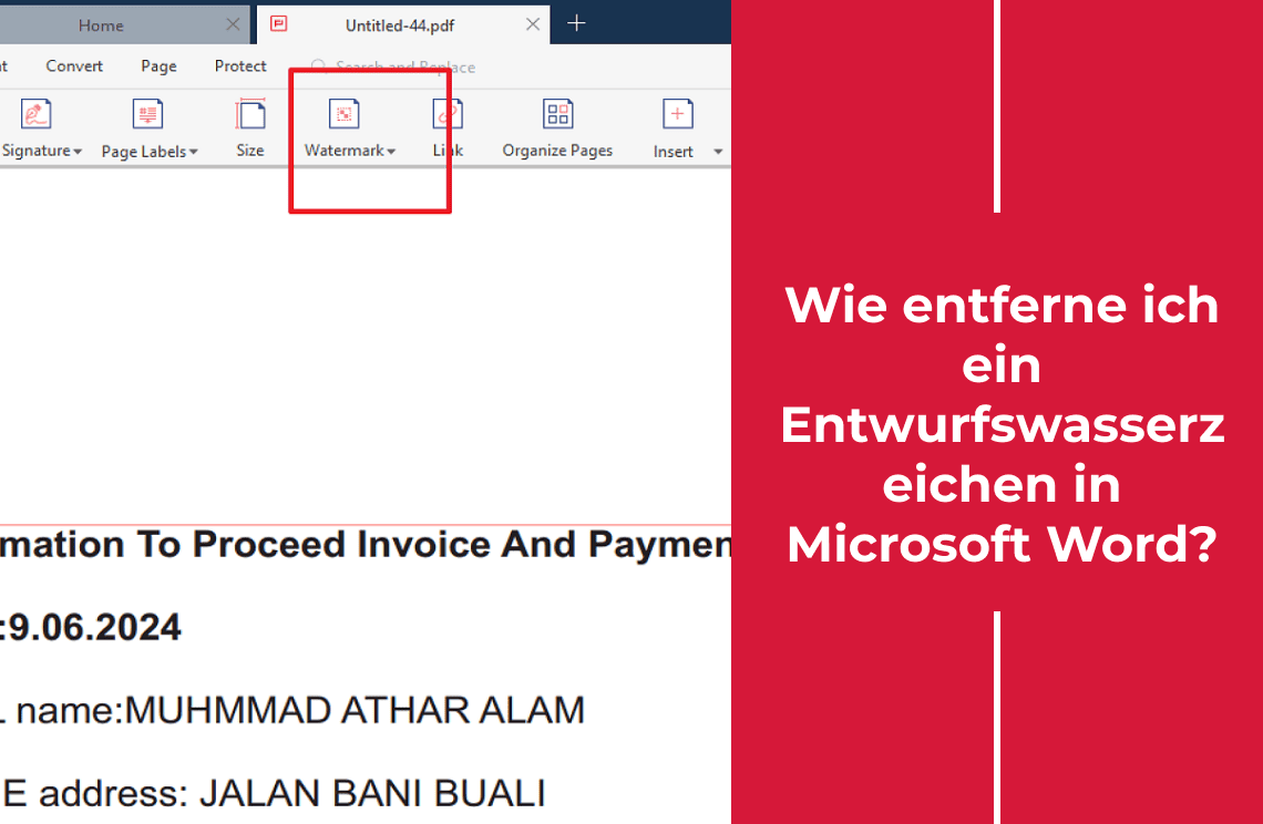 Wie entferne ich ein Entwurfswasserzeichen in Microsoft Word?