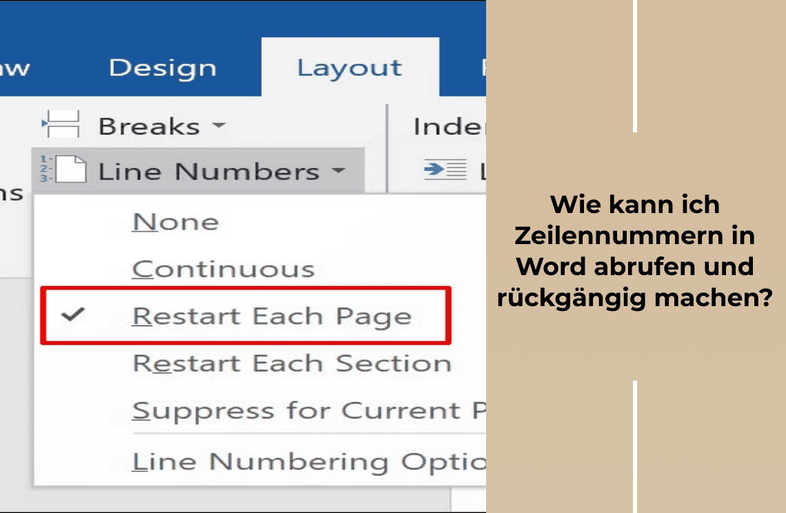 Wie kann ich Zeilennummern in Word abrufen und rückgängig machen?