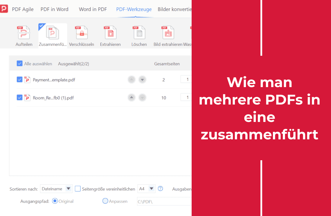 Wie man mehrere PDFs in eine zusammenführt