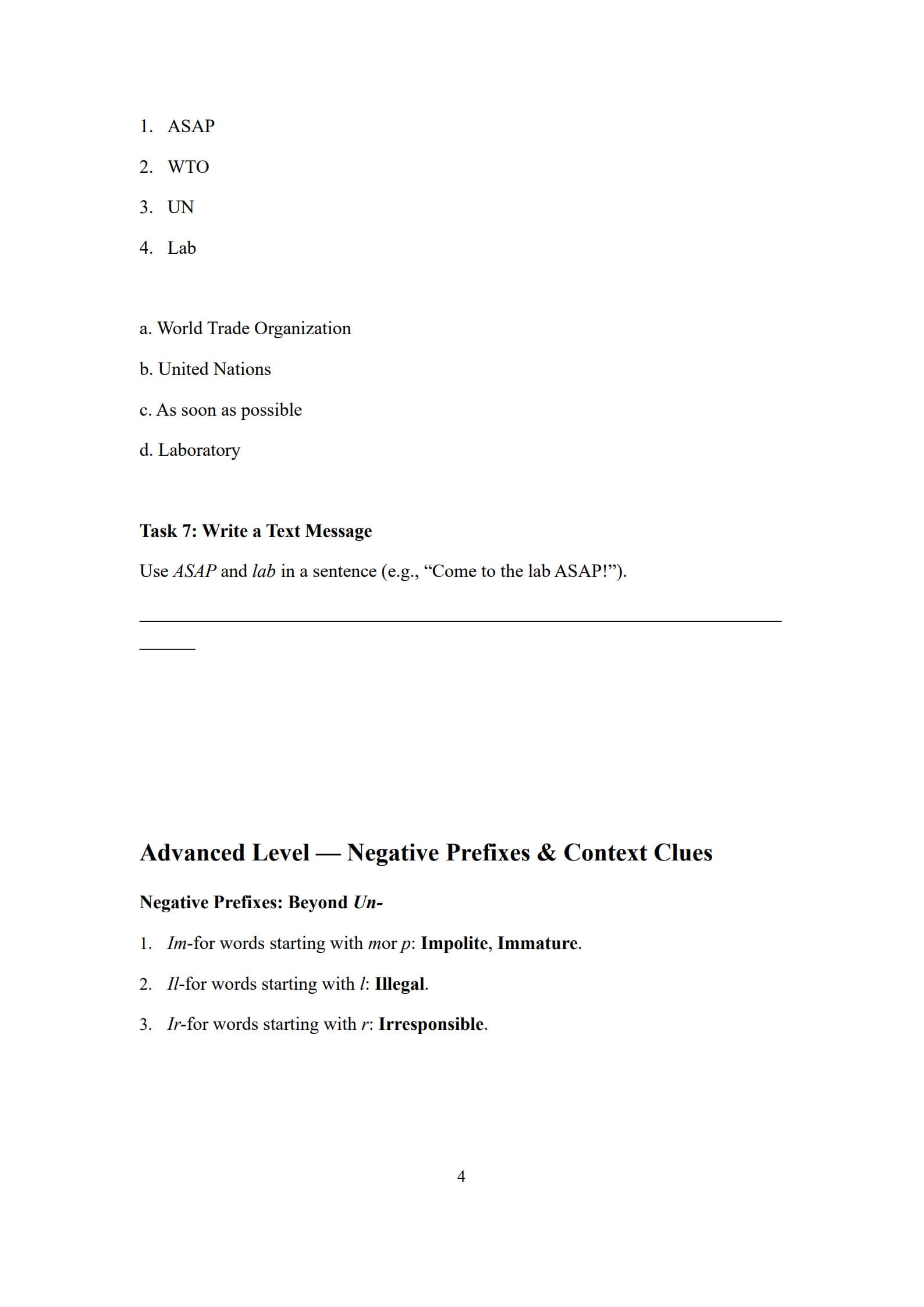 Word Formation Worksheet 4