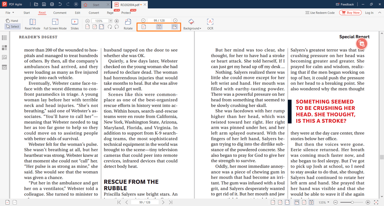 You can also click the Single Page Reading button and Continuous Reading button or Double Page Reading button and the Continuous Reading button at the same time.png