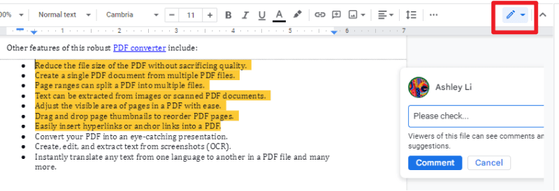 add comments to pdf chrome