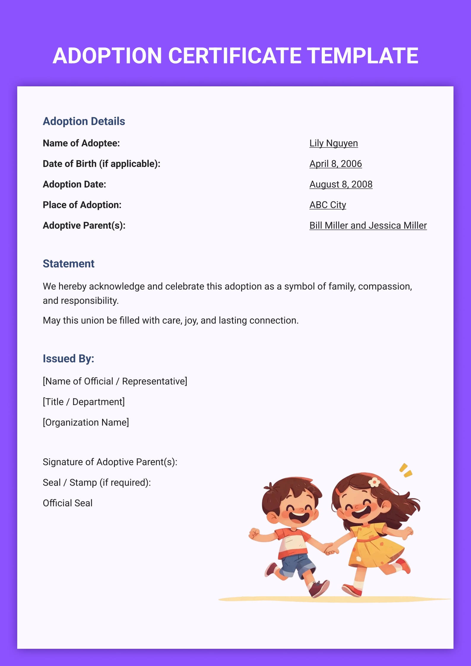 adoption certificate template 2