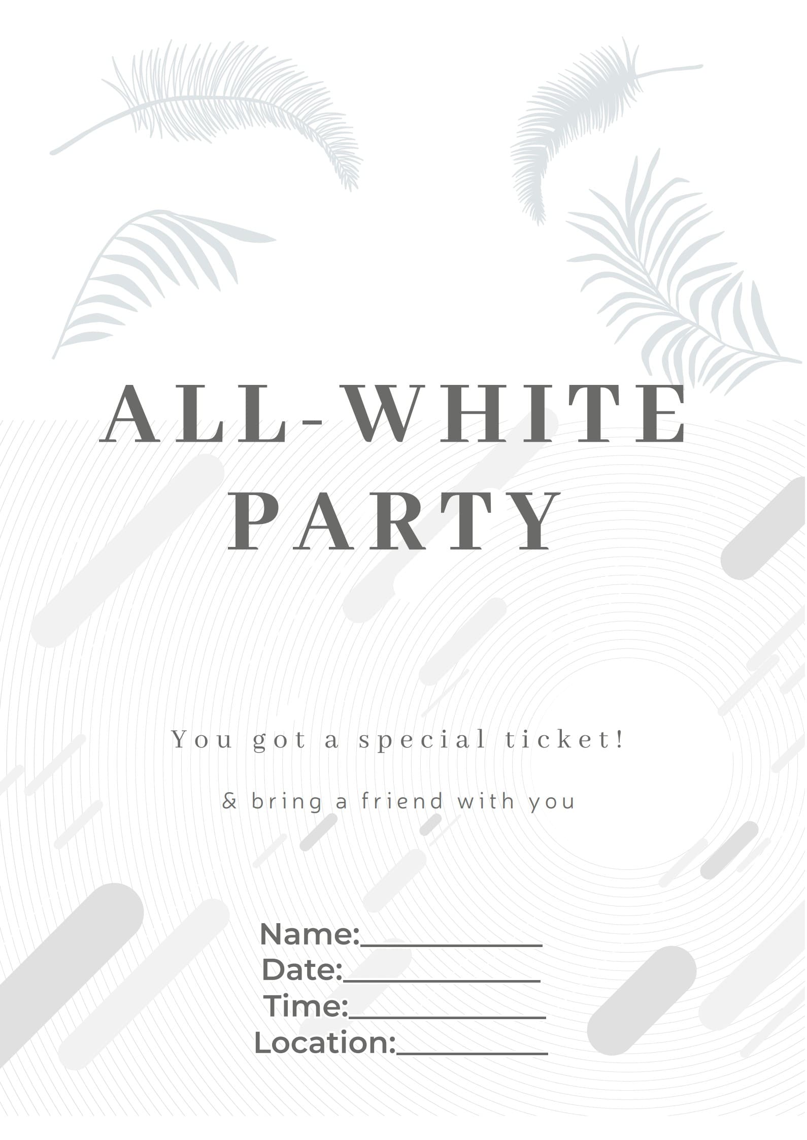 all white party invitation template