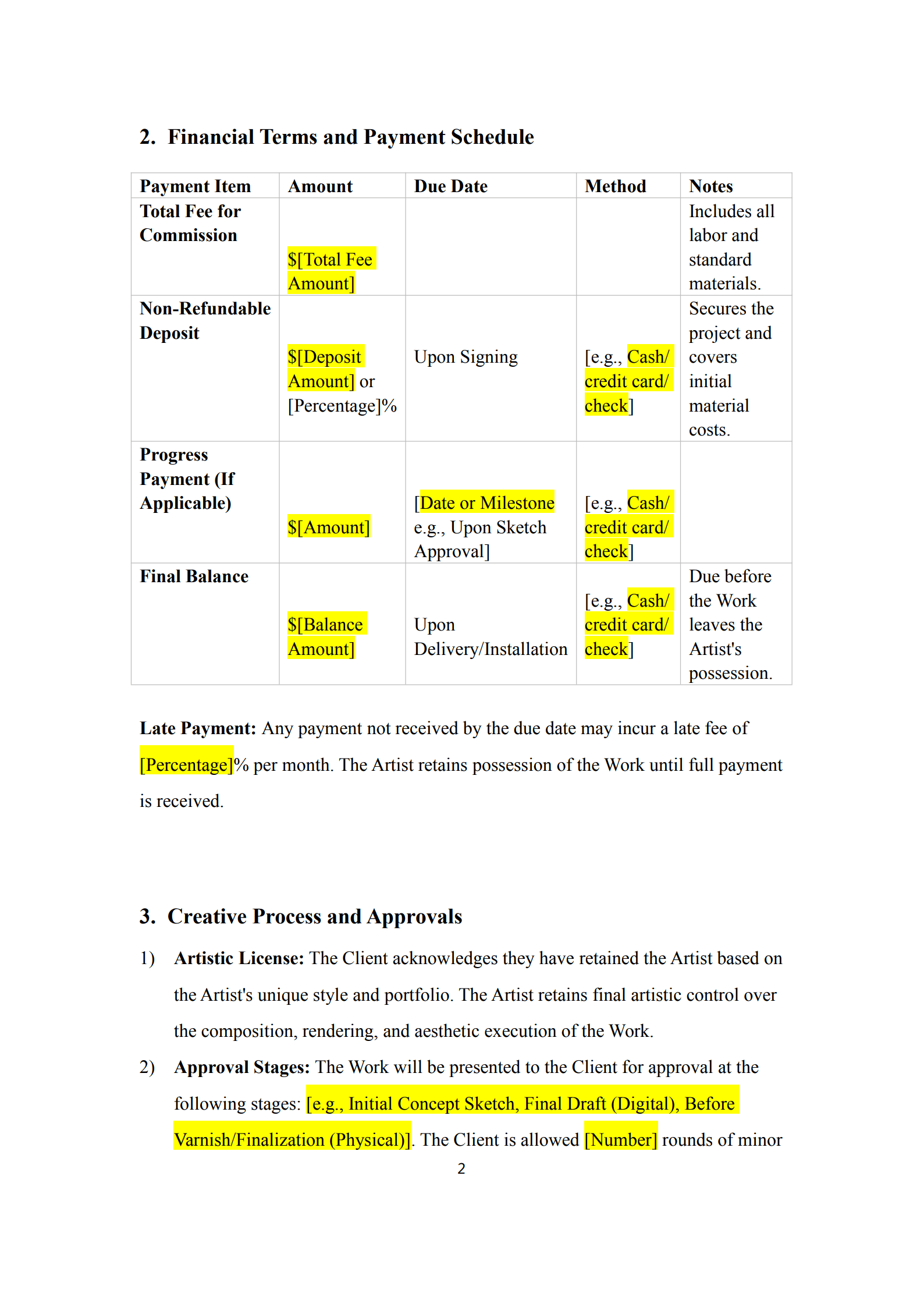 artist contract template 2