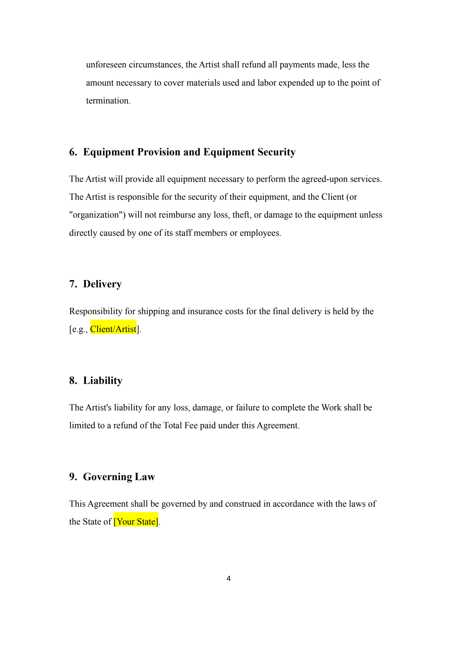 artist contract template 4