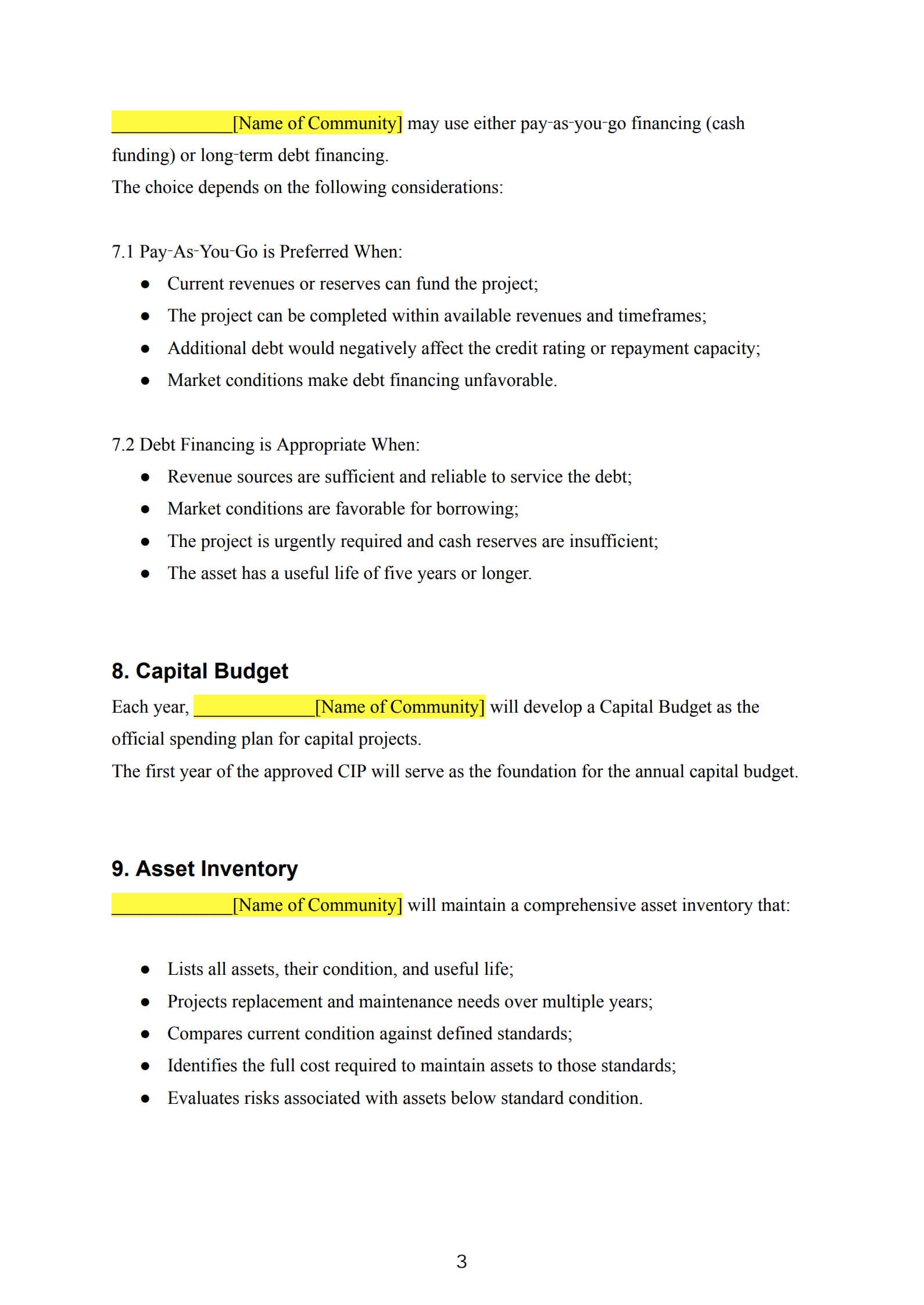 asset management policy template