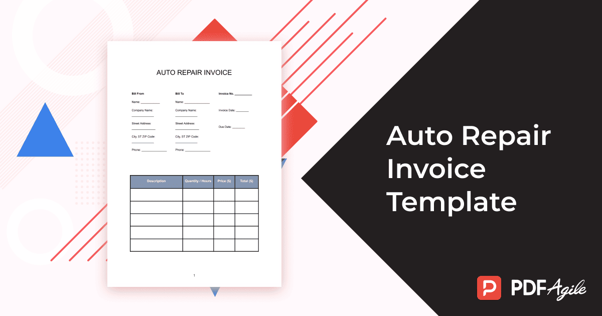 auto repair invoice template