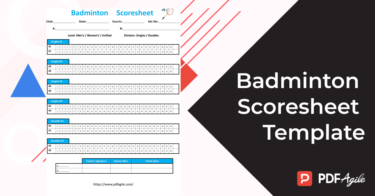 badminton scoresheet template